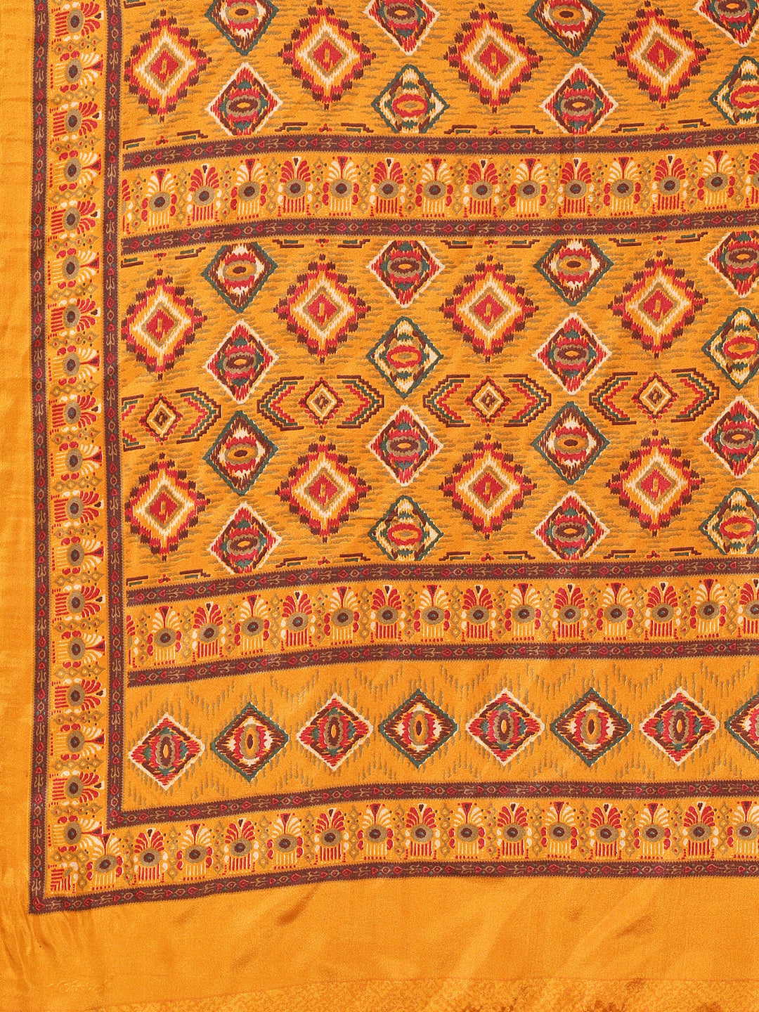 Crepe Ethnic Motif Burnt Orange Saree