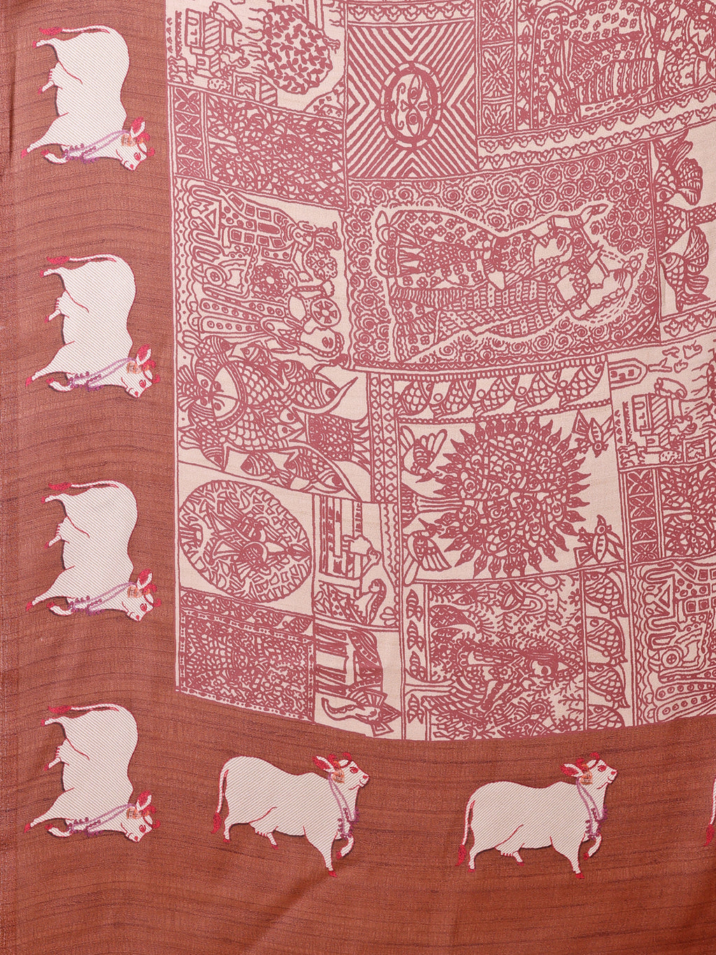 Modal Silk Ethnic Motif Dusty Pink Saree