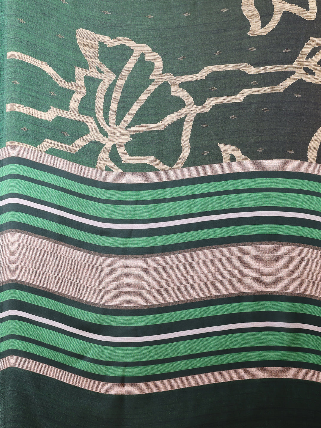 Dark Green Ethnic Motif Satin Georgette Saree
