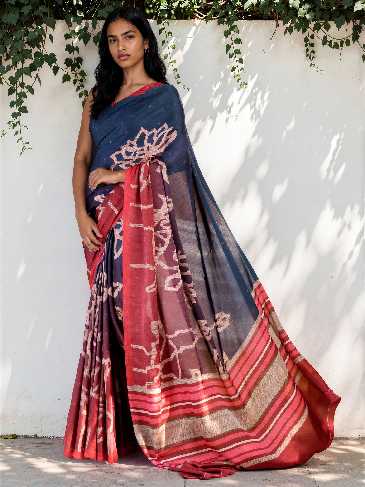Wine Purple Ethnic Motif Satin Georgette Saree