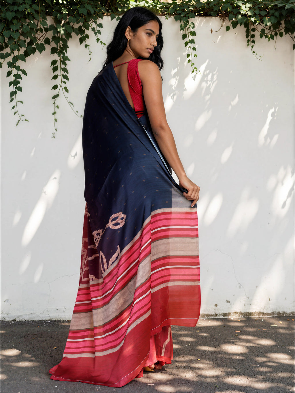 Wine Purple Ethnic Motif Satin Georgette Saree