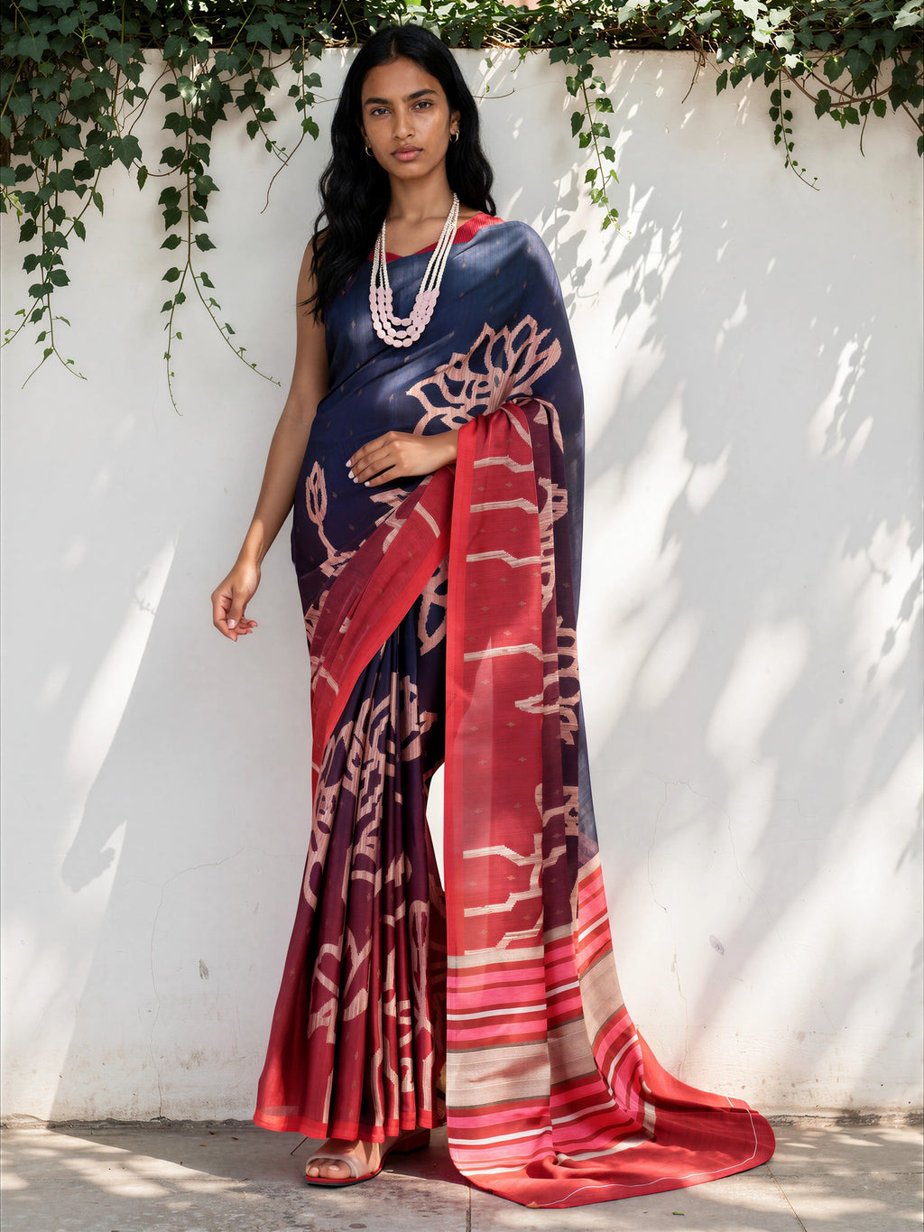 Wine Purple Ethnic Motif Satin Georgette Saree