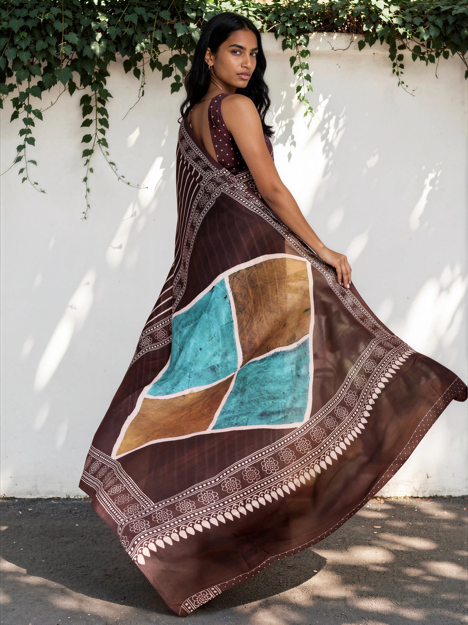 Charcoal Grey Ethnic Motif Satin Georgette Saree