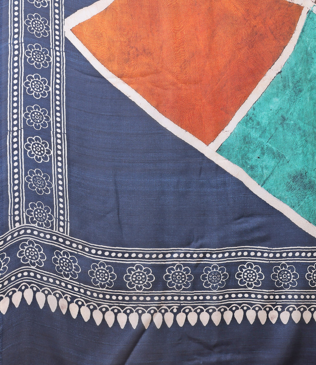 Midnight Blue Ethnic Motif Satin Georgette Saree