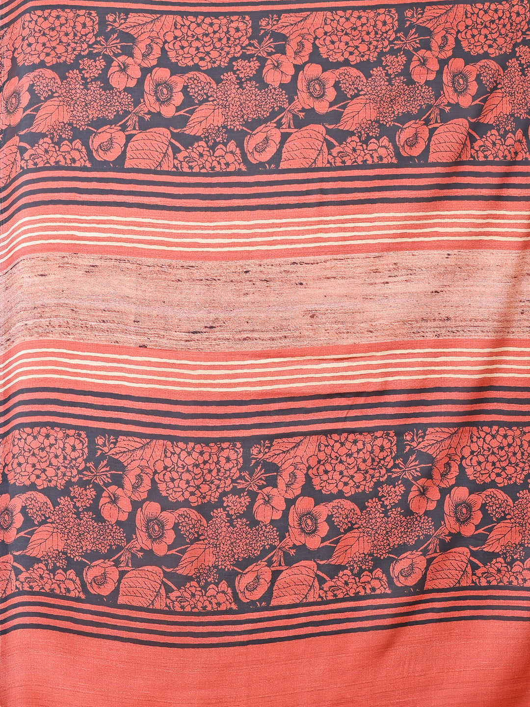 Coral Orange Ethnic Motif Satin Georgette Saree