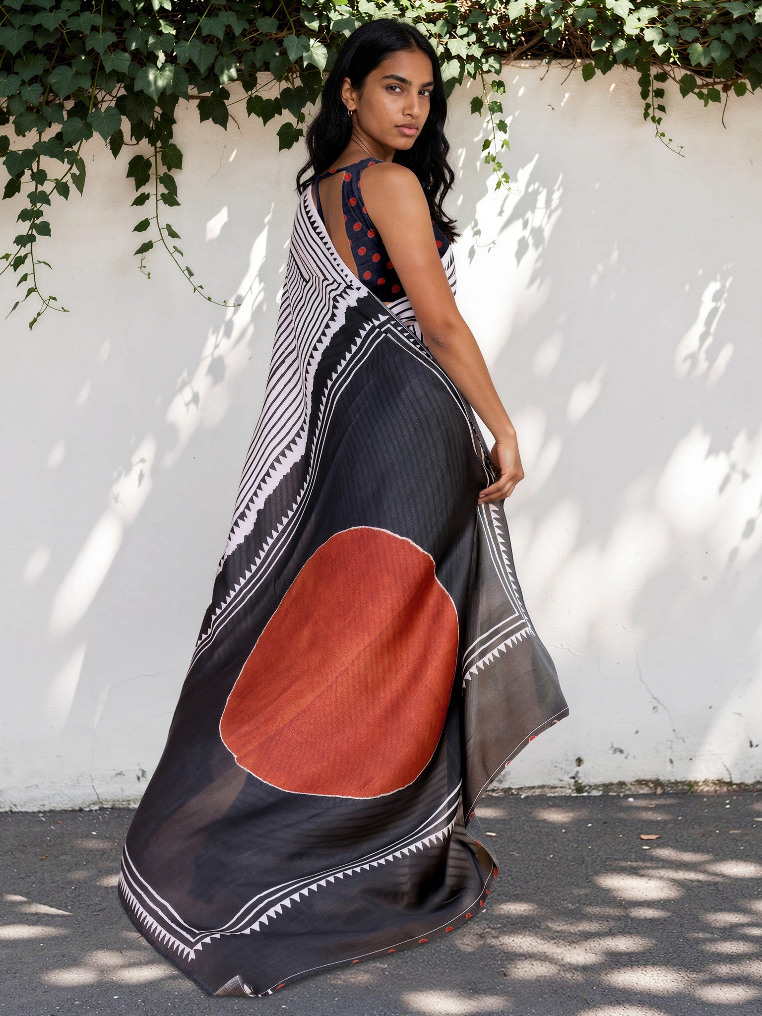 Silver Grey Geometric  Satin Georgette Saree