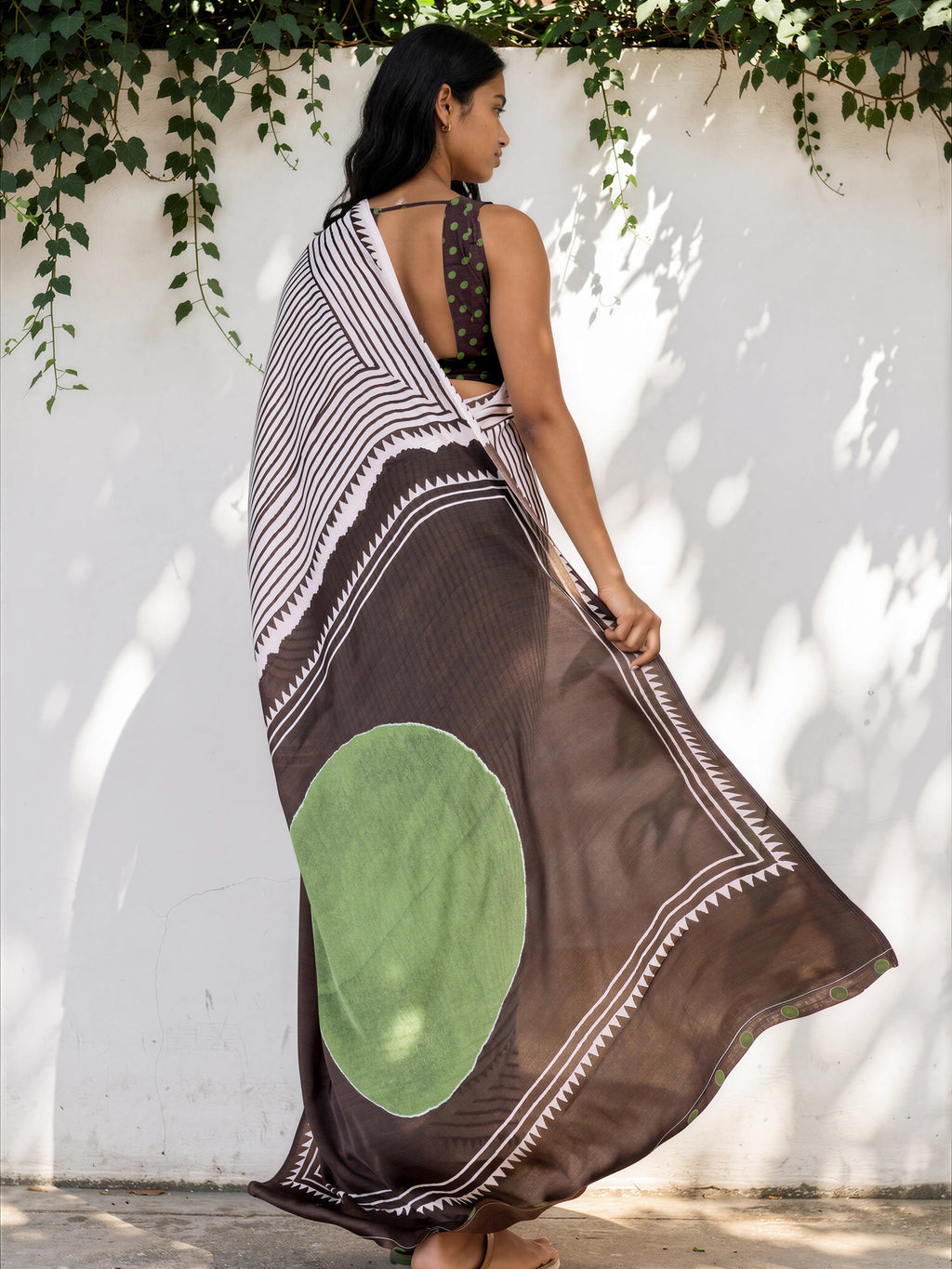 Ash Grey Geometric  Satin Georgette Saree