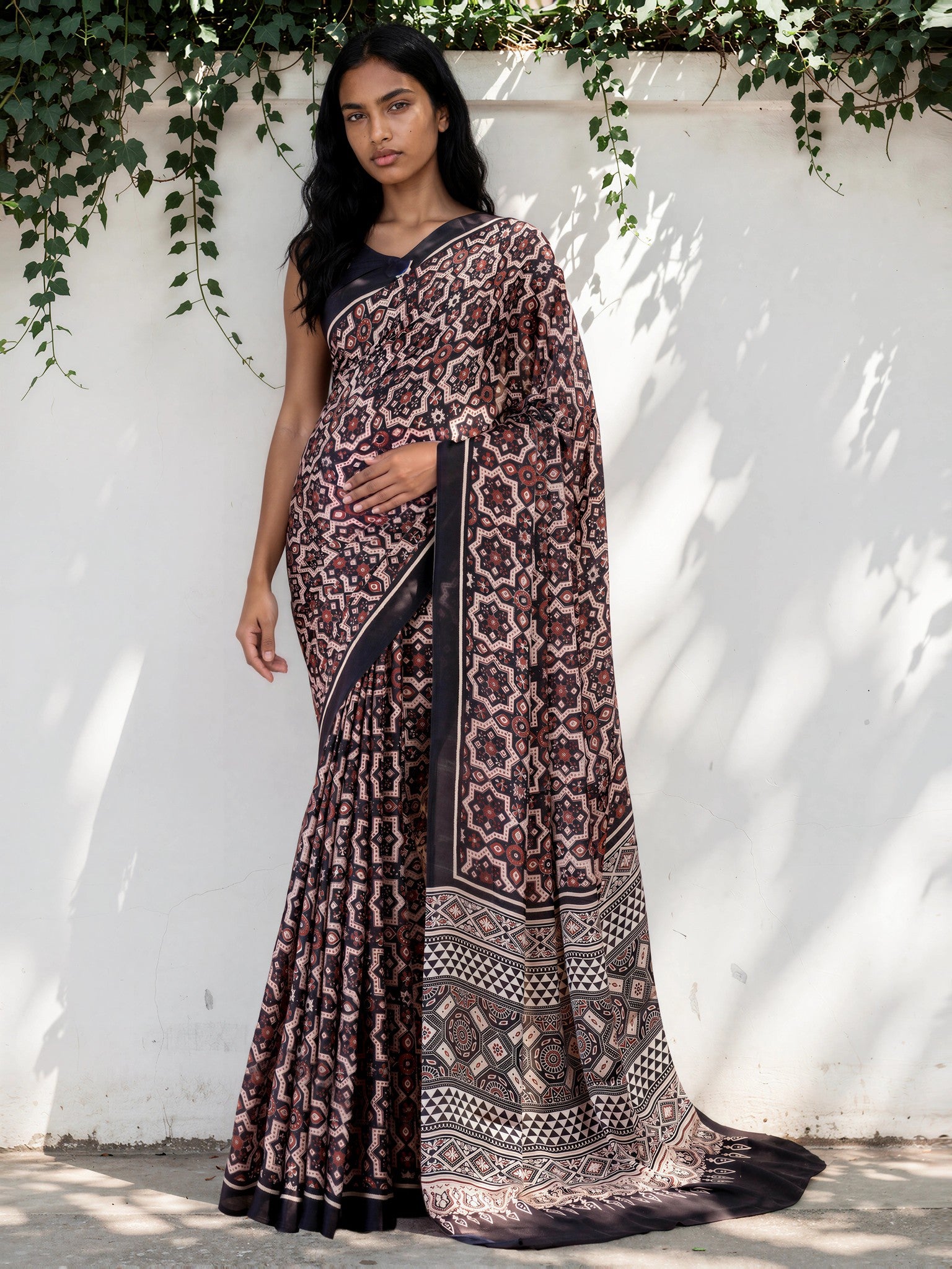 Deep Purple Ethnic Motif Satin Georgette Saree