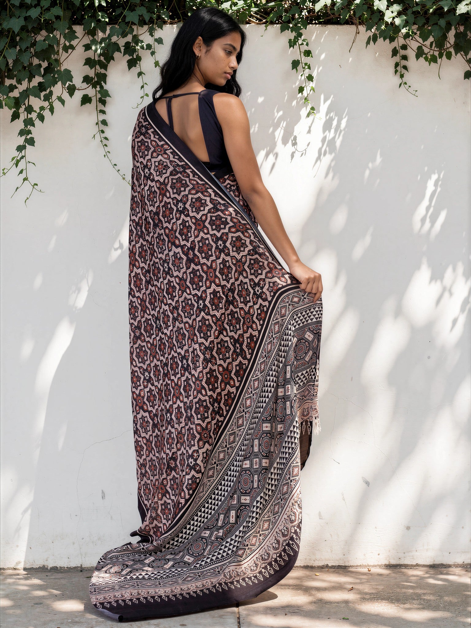 Deep Purple Ethnic Motif Satin Georgette Saree