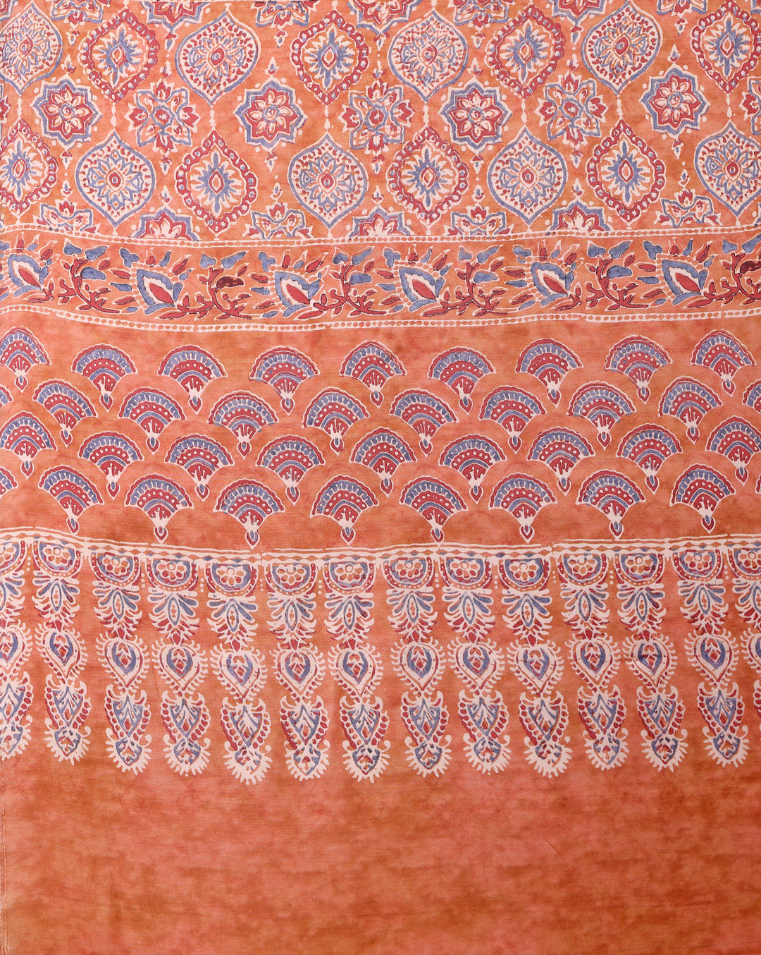 Peach Pink Ethnic Motif Satin Georgette Saree