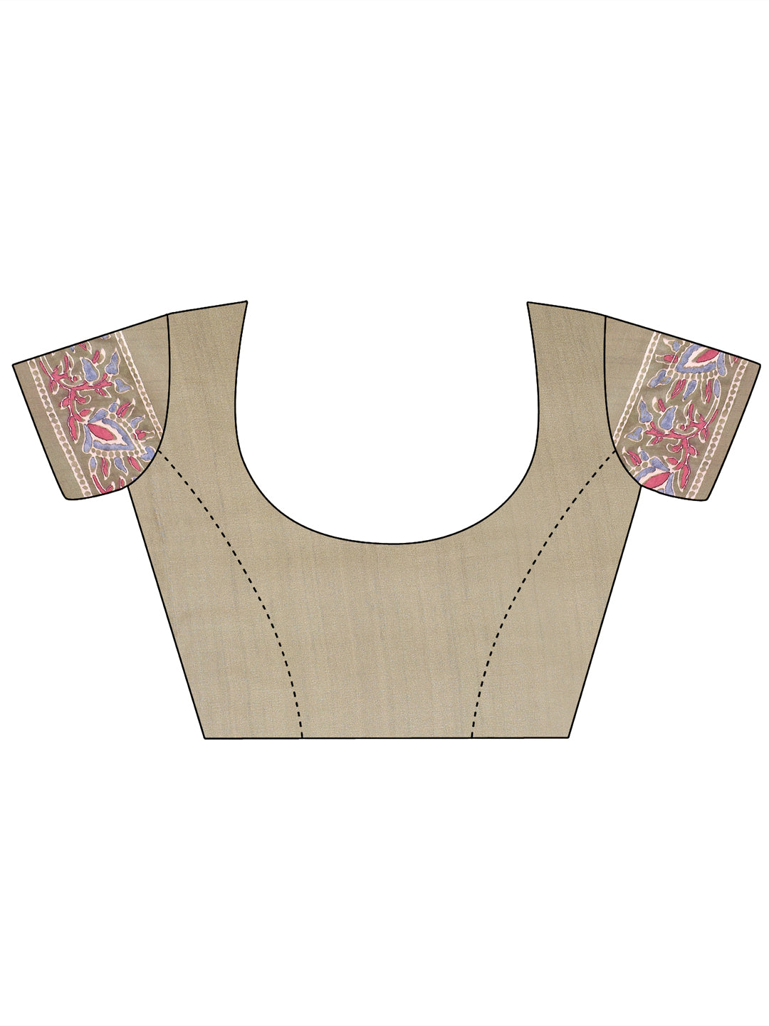 Beige Gold Ethnic Motif Satin Georgette Saree