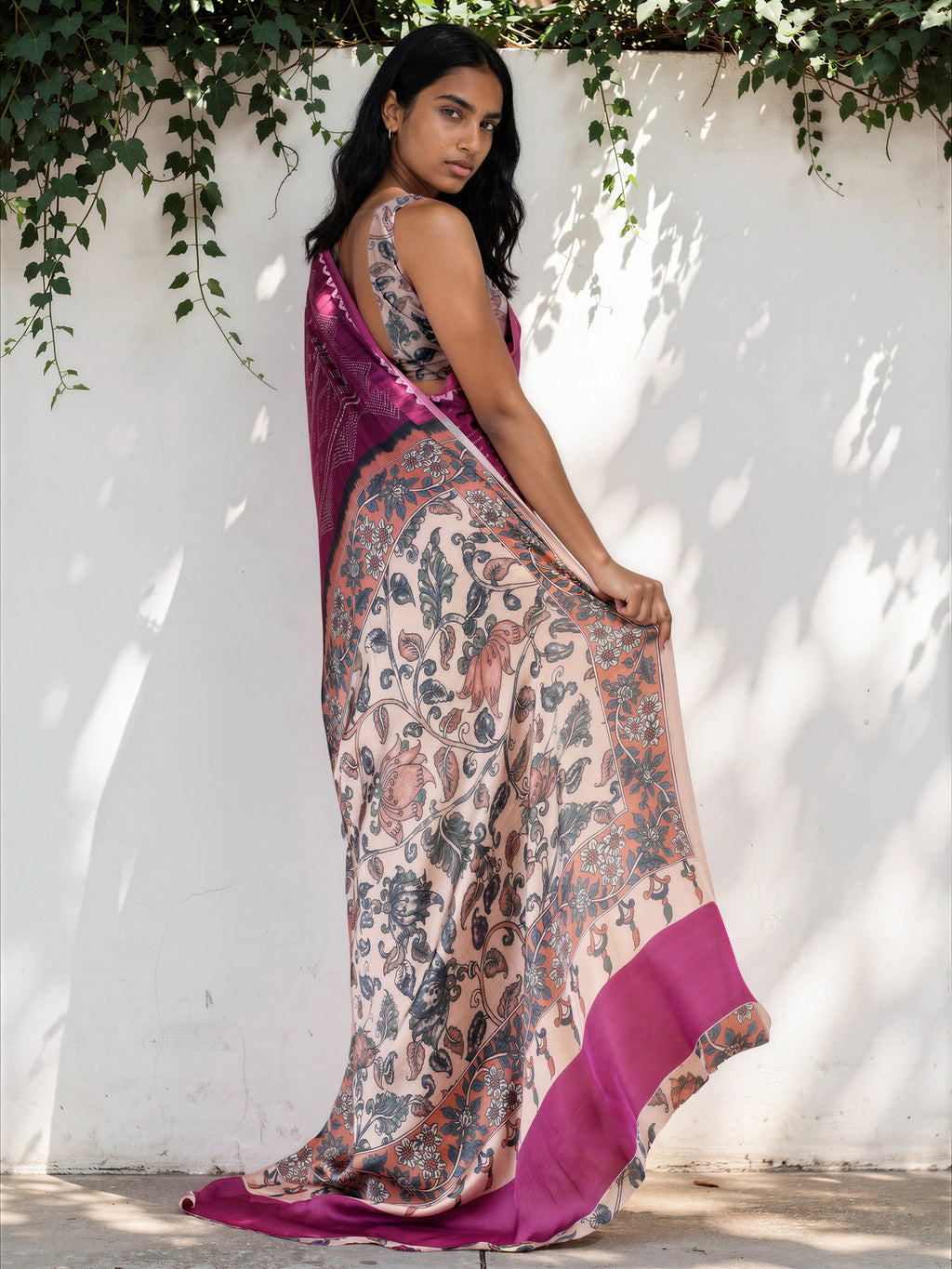 Blush Pink Ethnic Motif Satin Georgette Saree