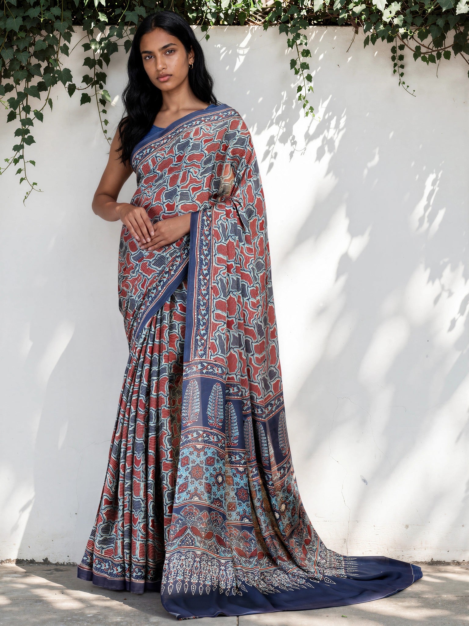 Muted Purple Ethnic Motif Satin Georgette Saree