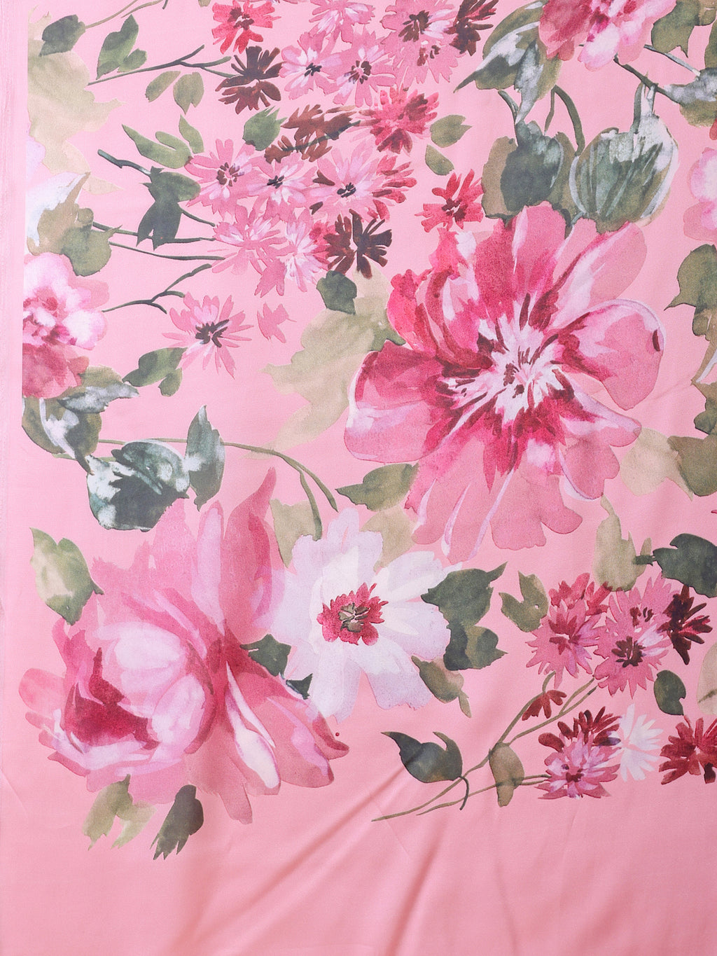 Baby Pink Floral  Satin Georgette Saree