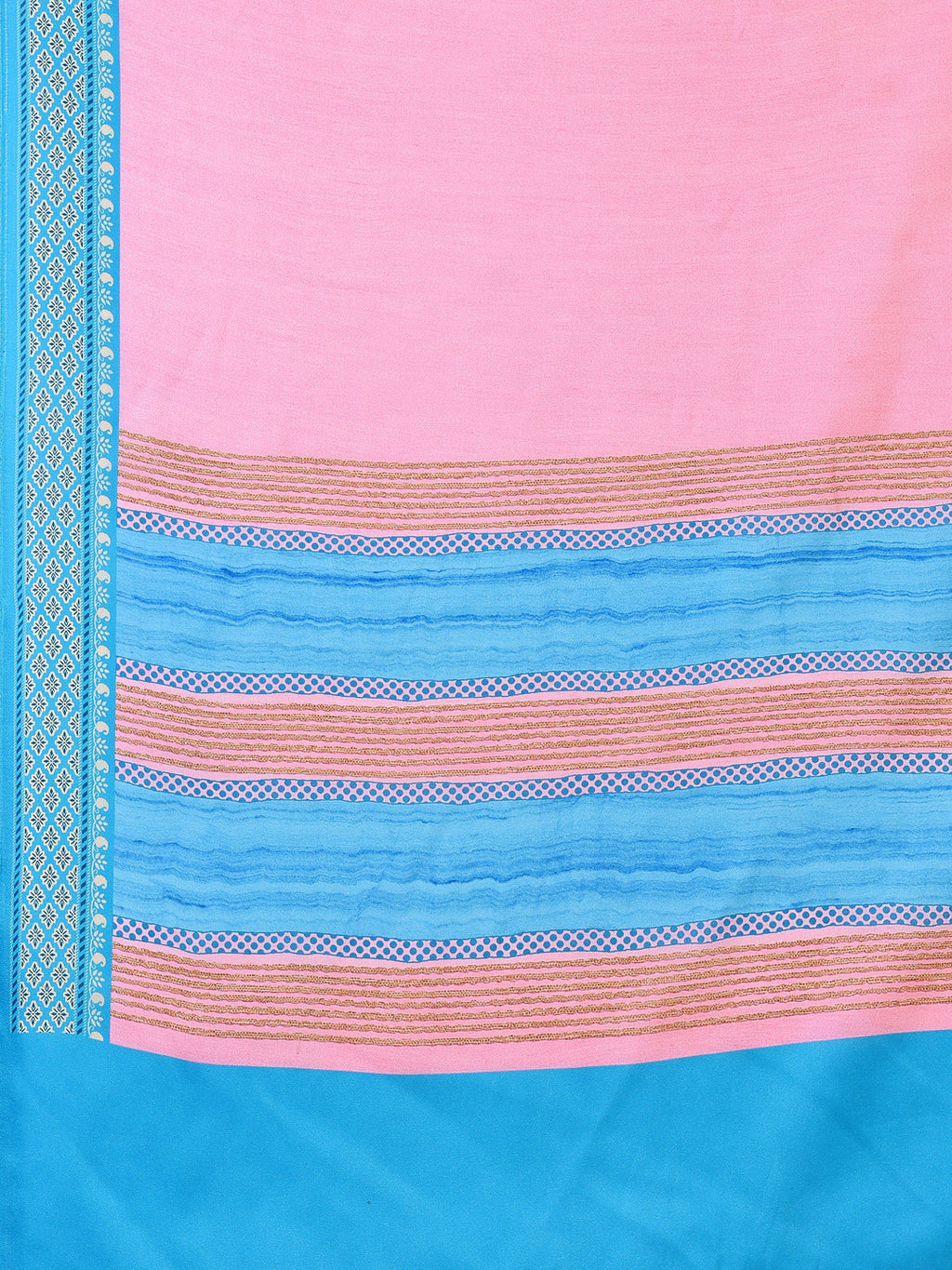 Cyan Blue Geometric  Satin Georgette Saree