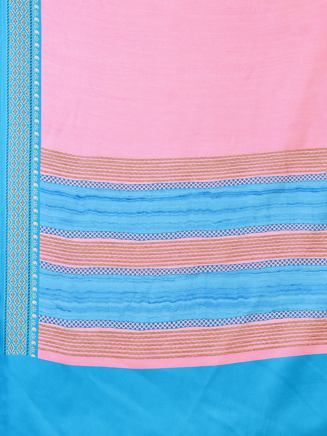 Cyan Blue Geometric  Satin Georgette Saree