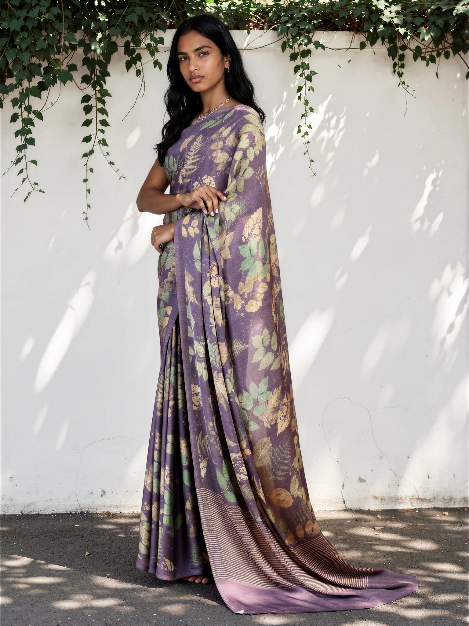 Seafoam Green Floral  Satin Georgette Saree