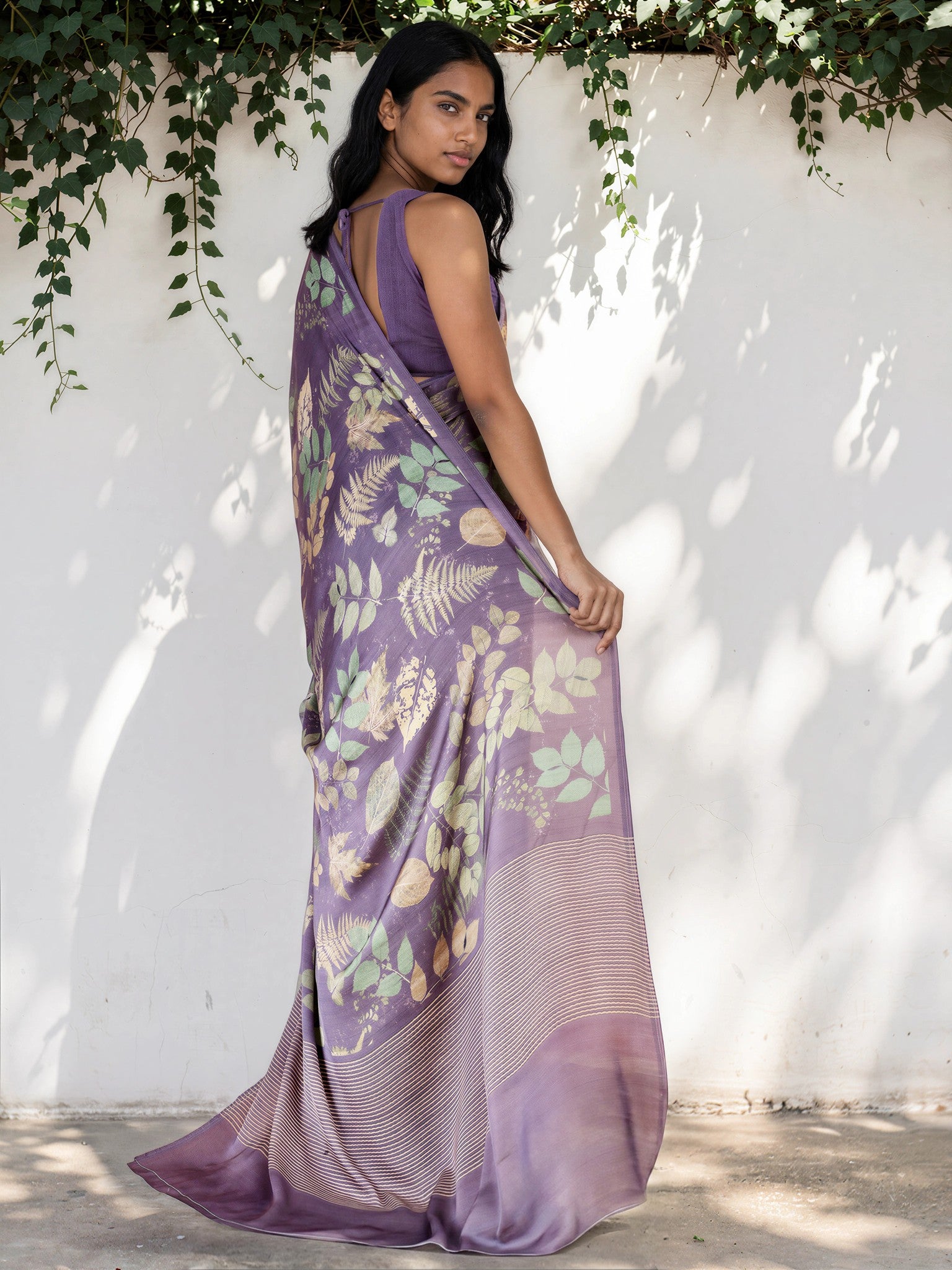 Seafoam Green Floral  Satin Georgette Saree
