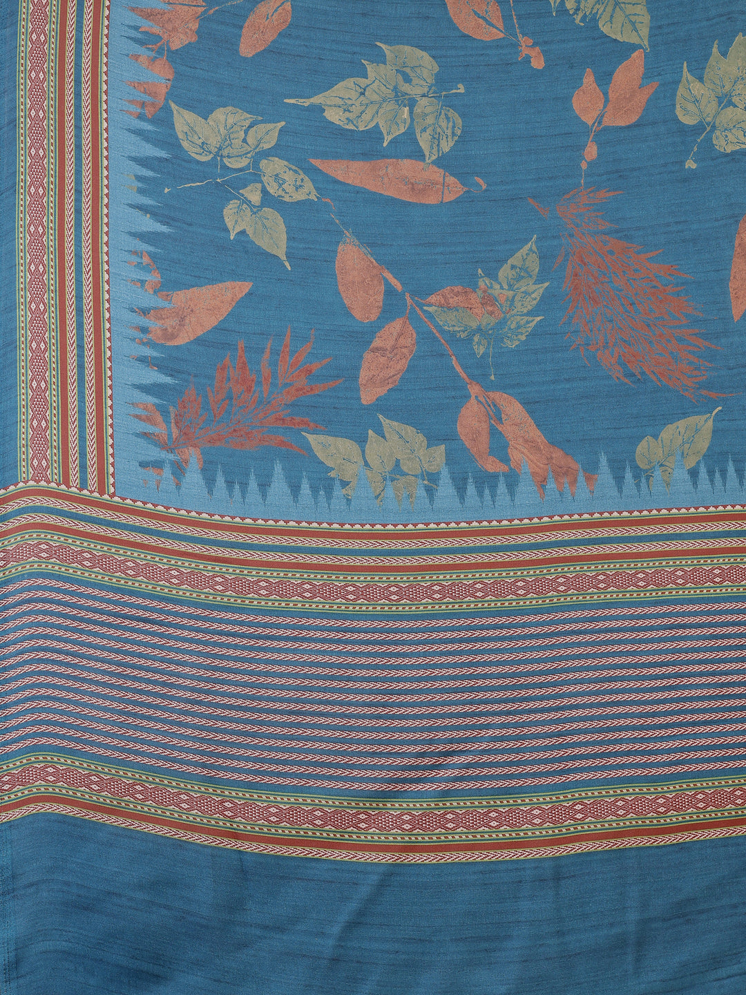 Turquoise Blue Ethnic Motif Satin Georgette Saree