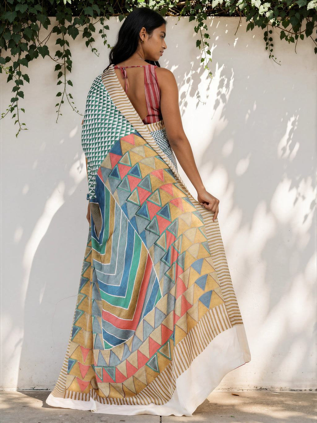 Aqua Blue Ethnic Motif Satin Georgette Saree