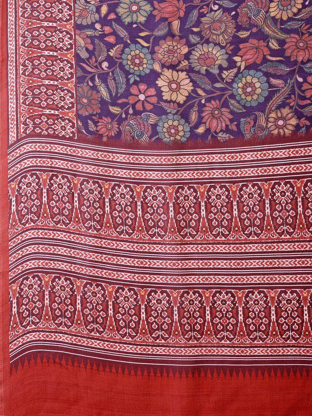 Burgundy Red Ethnic Motif Satin Georgette Saree