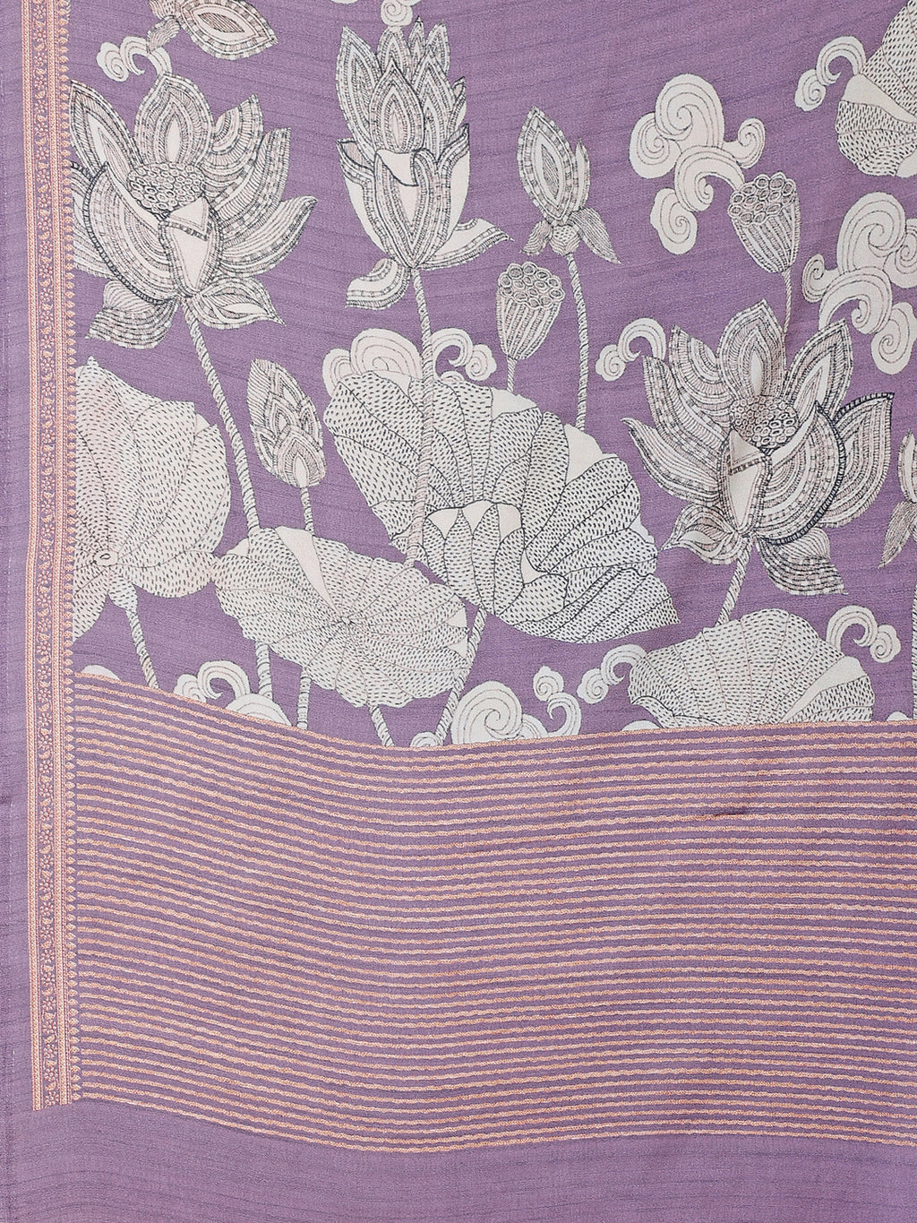 Orchid Purple Ethnic Motif Satin Georgette Saree