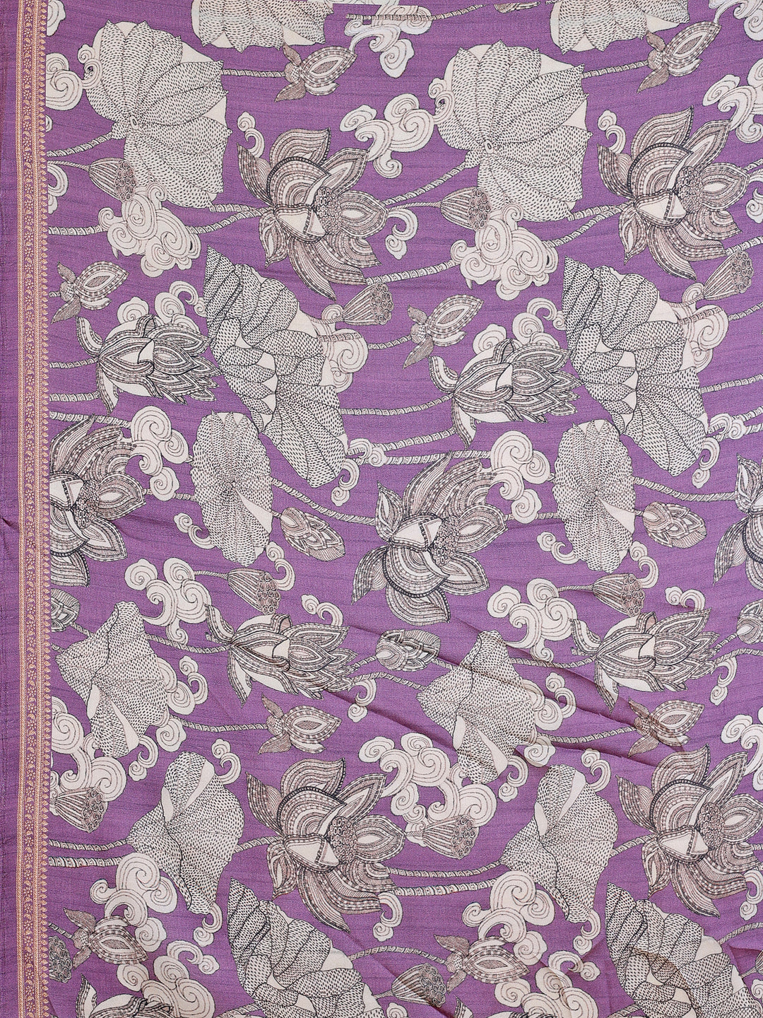 Orchid Purple Ethnic Motif Satin Georgette Saree