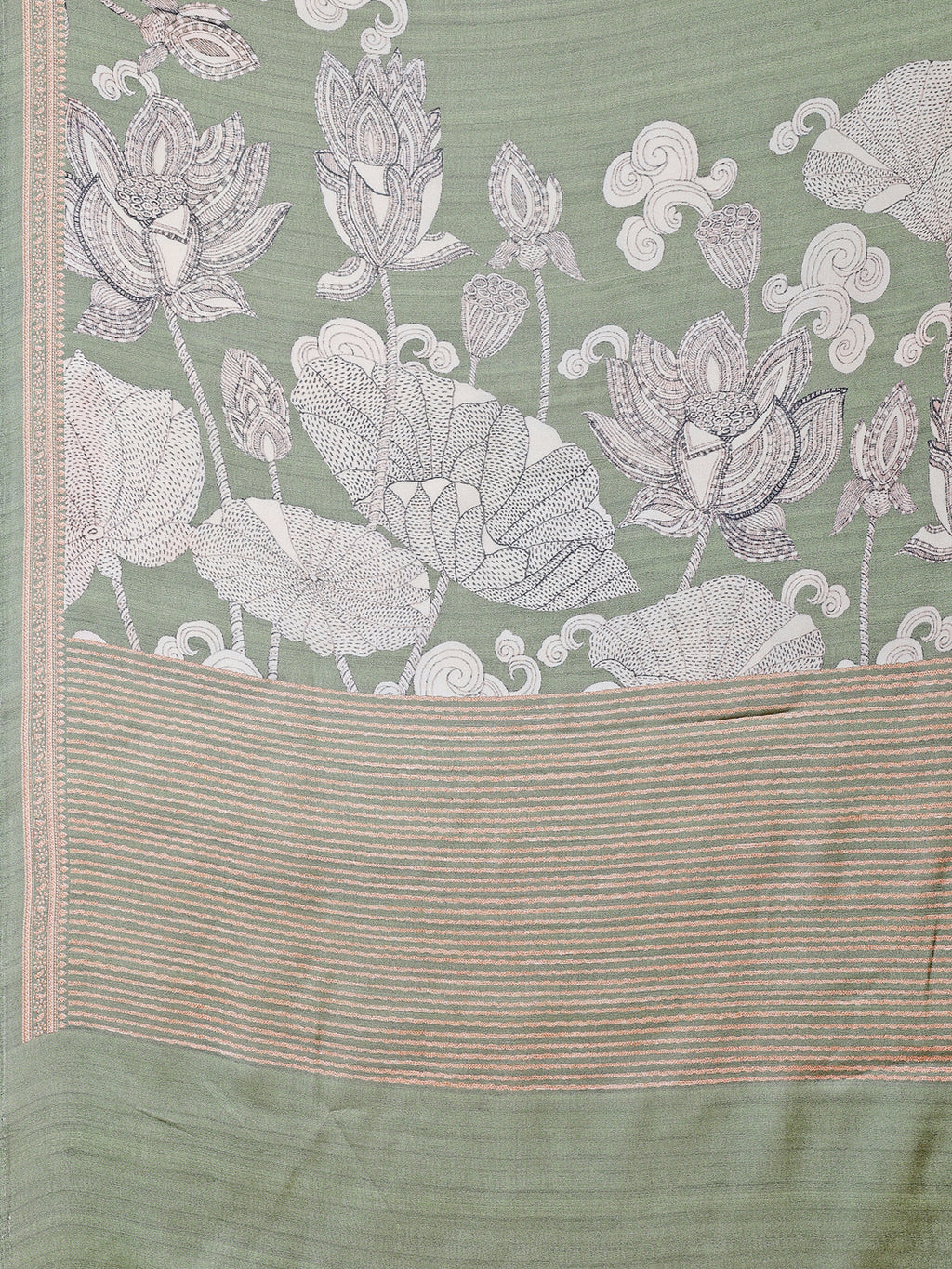 Pistachio Green Ethnic Motif Satin Georgette Saree