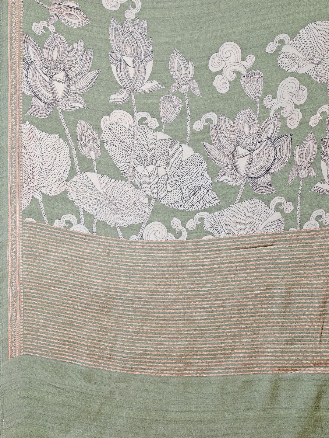 Pistachio Green Ethnic Motif Satin Georgette Saree