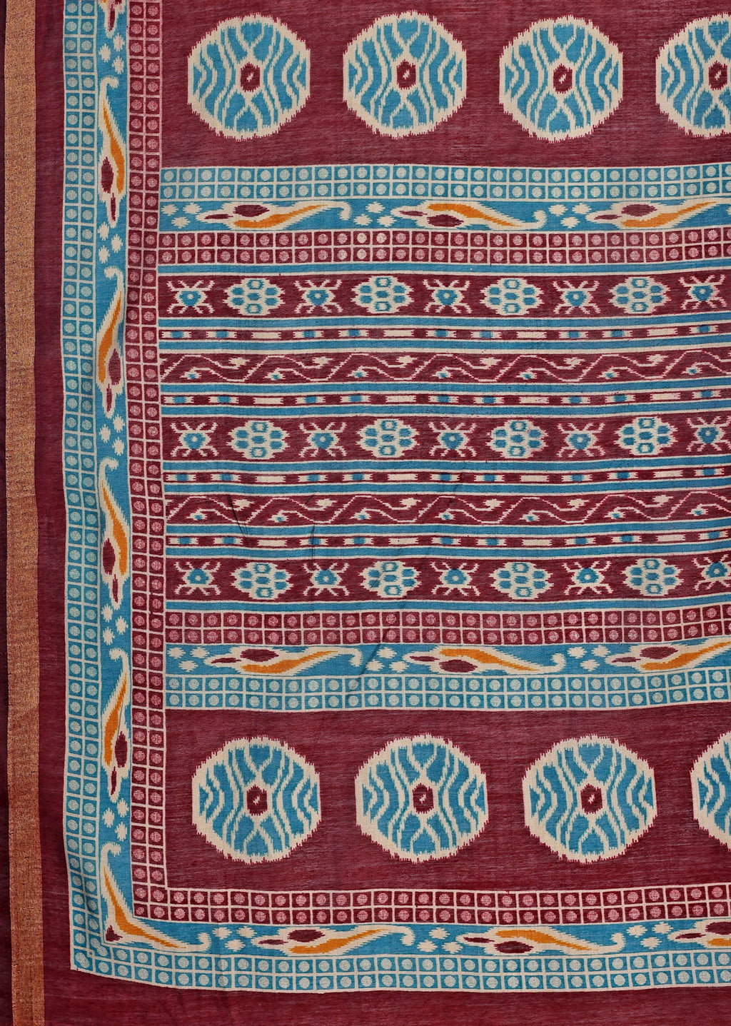 Chanderi Silk Ethnic Motif Turquoise Blue Saree