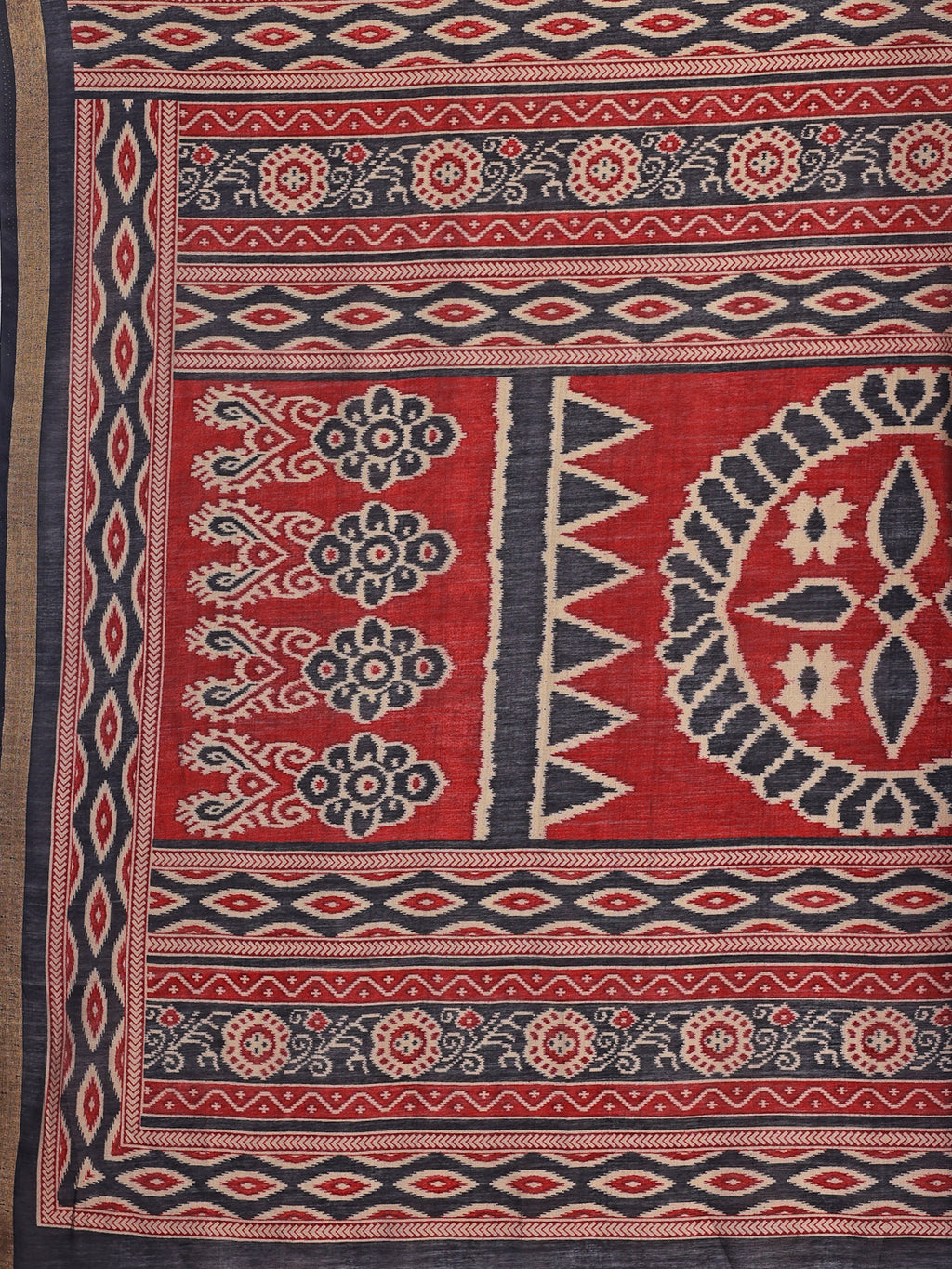Chanderi Silk Ethnic Motif Brick Red Saree