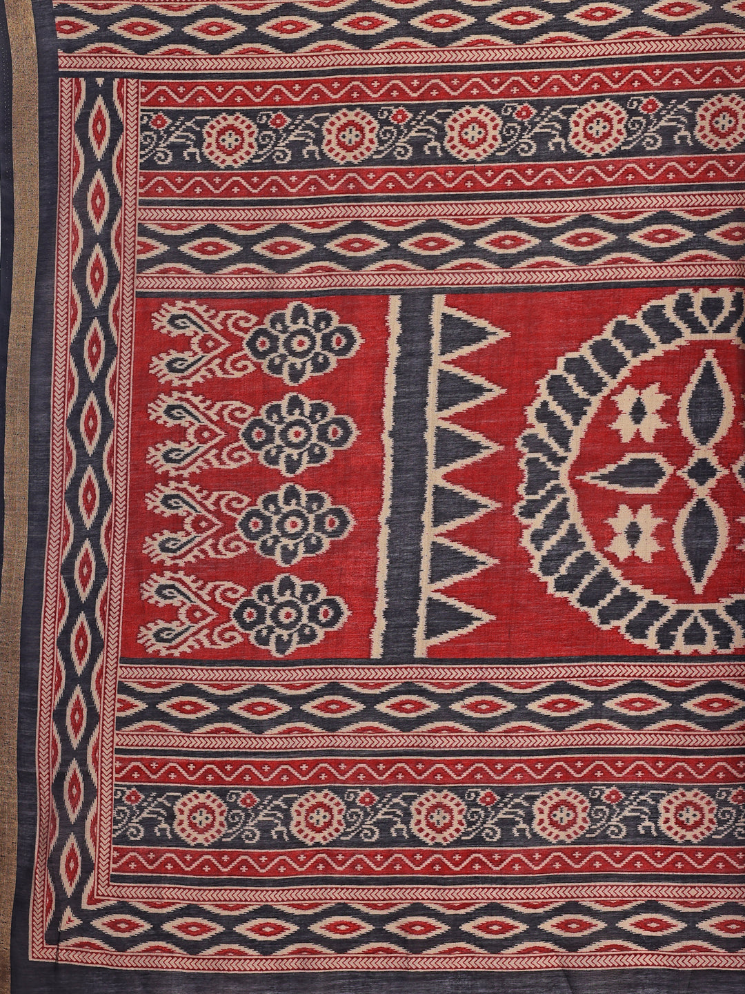 Chanderi Silk Ethnic Motif Brick Red Saree