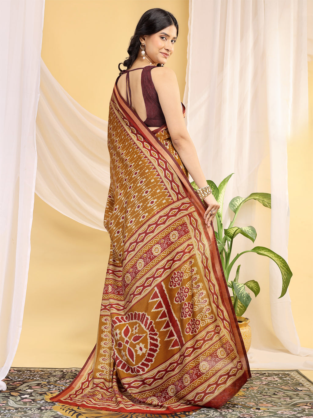 Chanderi Silk Ethnic Motif Mustard Yellow Saree