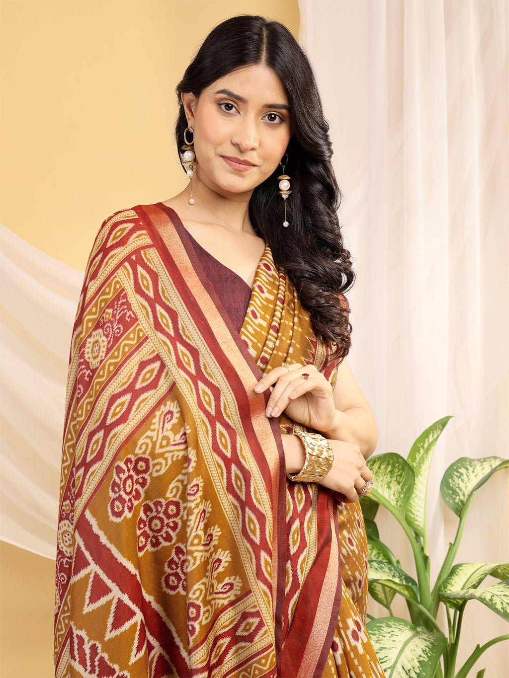Chanderi Silk Ethnic Motif Mustard Yellow Saree