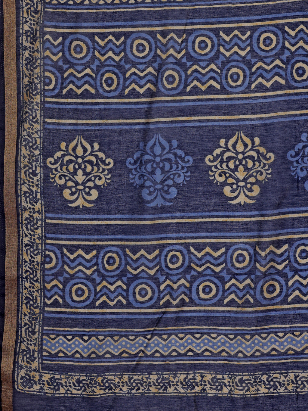 Chanderi Silk Geometric Royal Indigo Saree