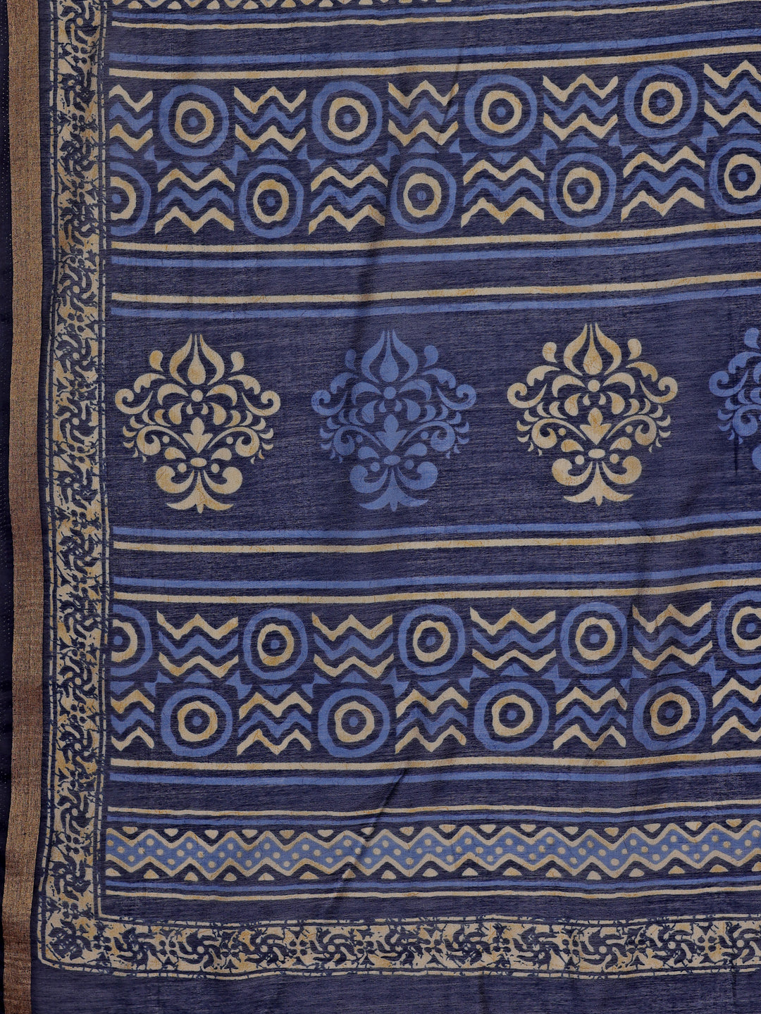 Chanderi Silk Geometric Royal Indigo Saree