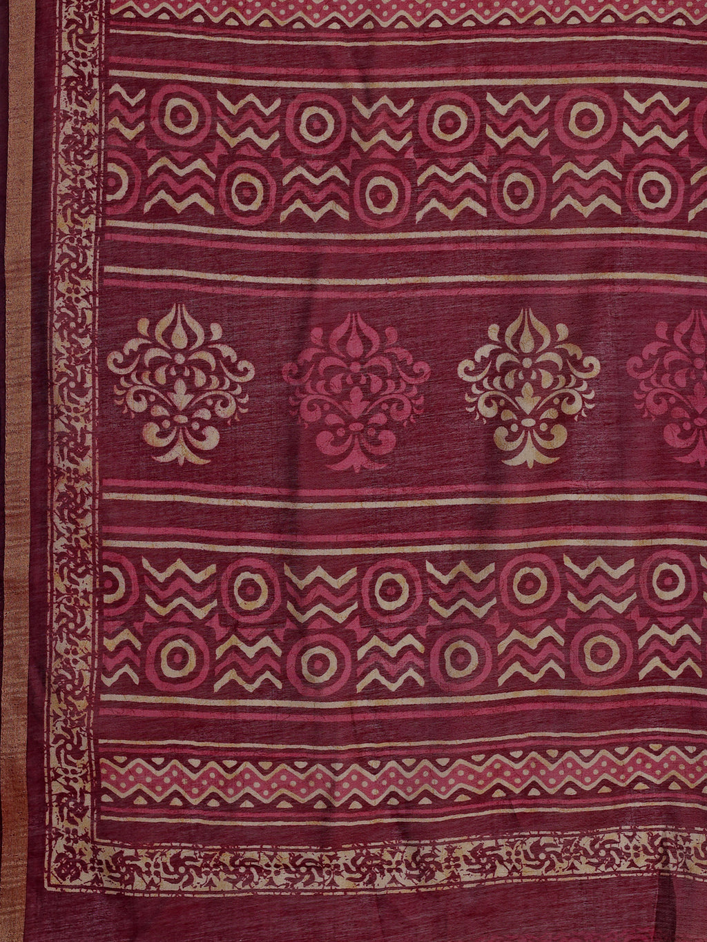 Chanderi Silk Geometric Rustic Vermilion Saree