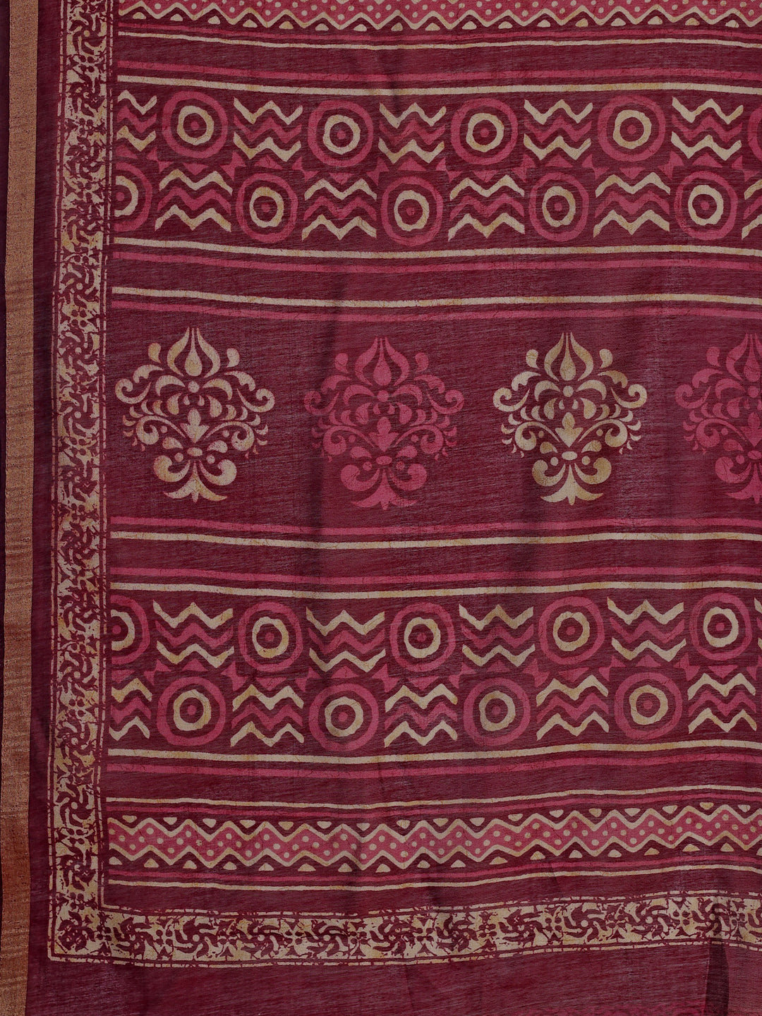 Chanderi Silk Geometric Rustic Vermilion Saree