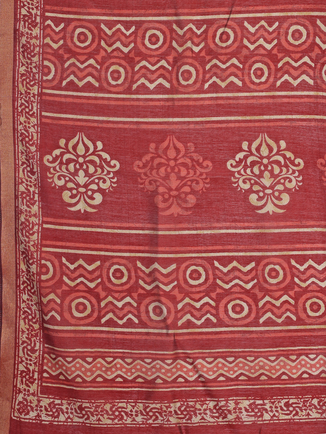 Chanderi Silk Geometric Vintage Wine Saree