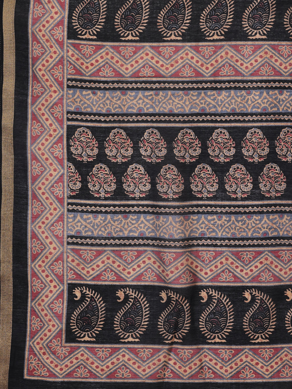 Chanderi Silk Artistic Motif Coffee Black Saree