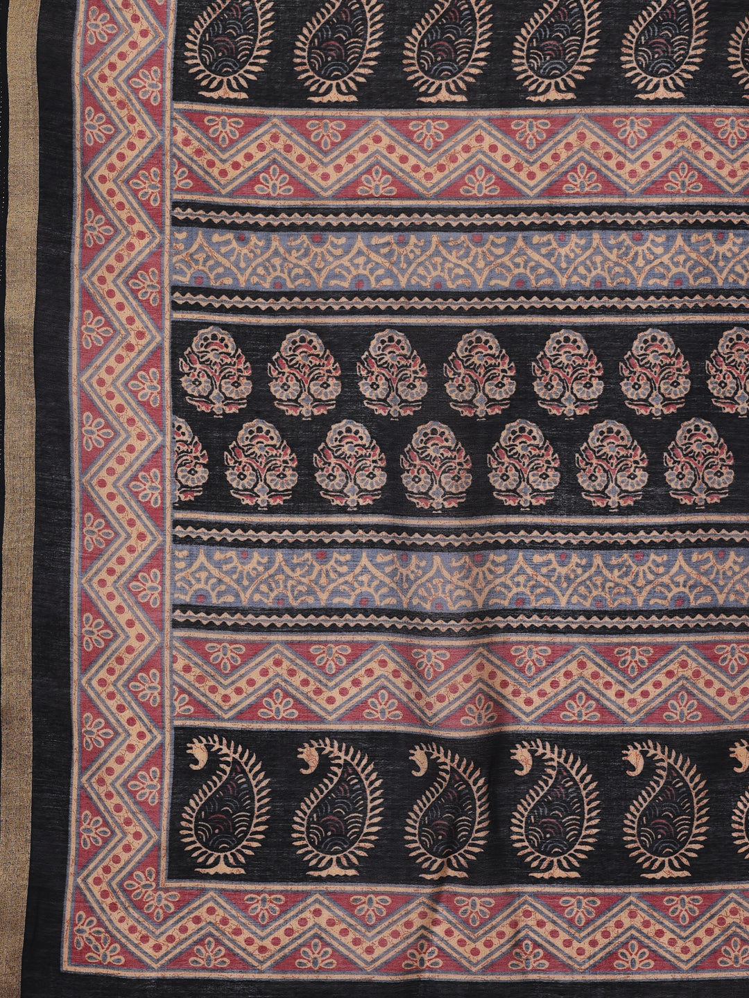 Chanderi Silk Artistic Motif Coffee Black Saree