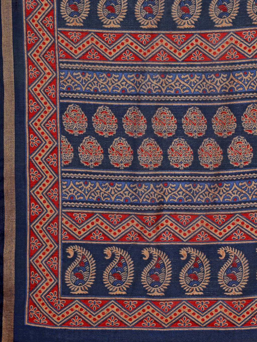Chanderi Silk Artistic Motif Indigo Navy Saree