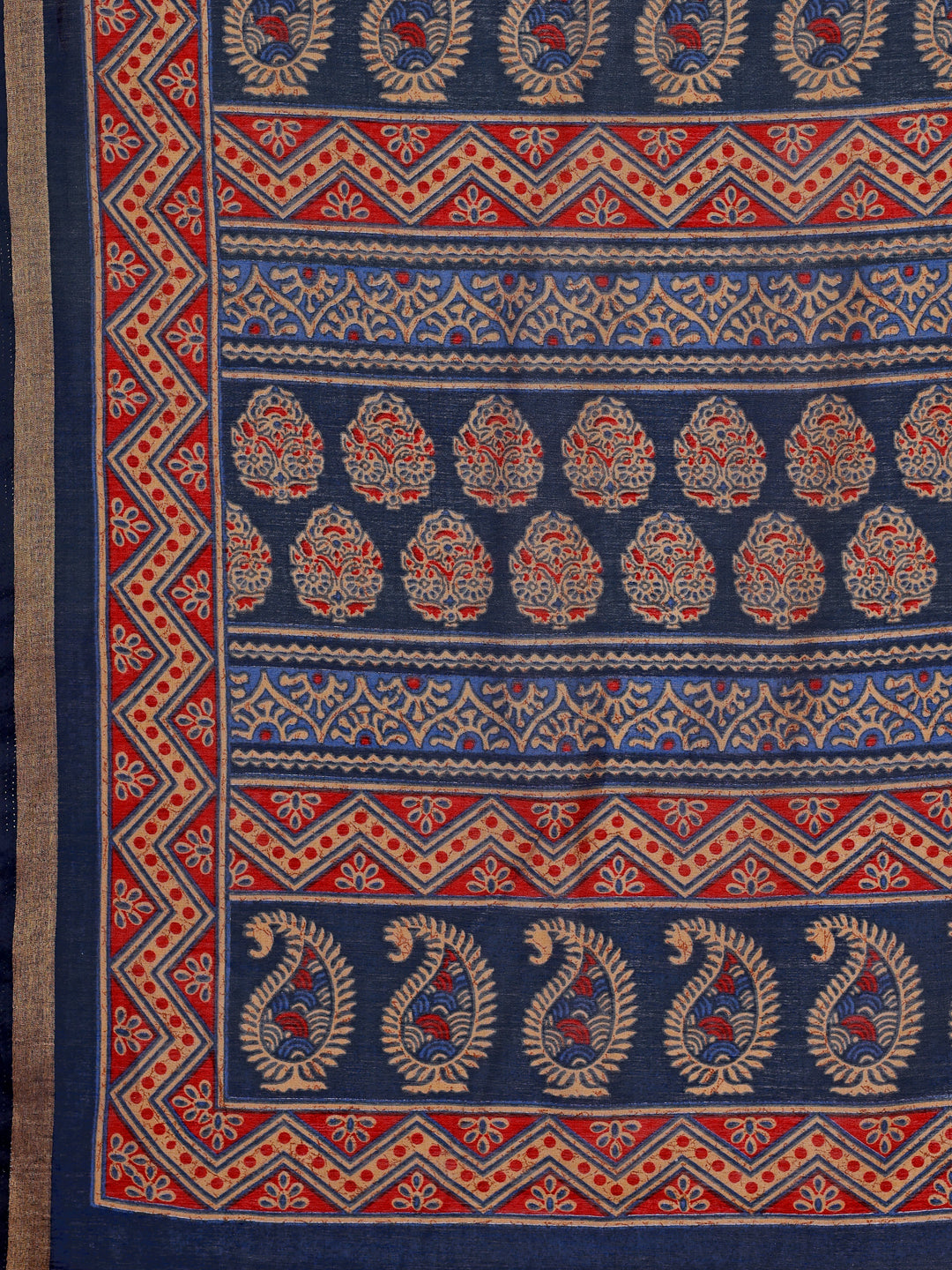Chanderi Silk Artistic Motif Indigo Navy Saree
