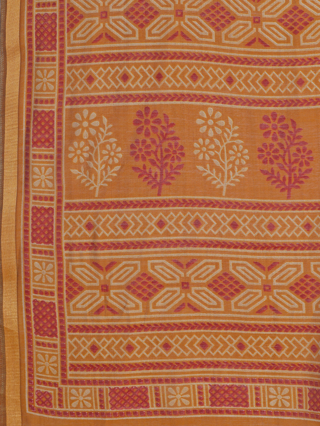 Chanderi Silk Ethnic Motif Mustard Gold Saree