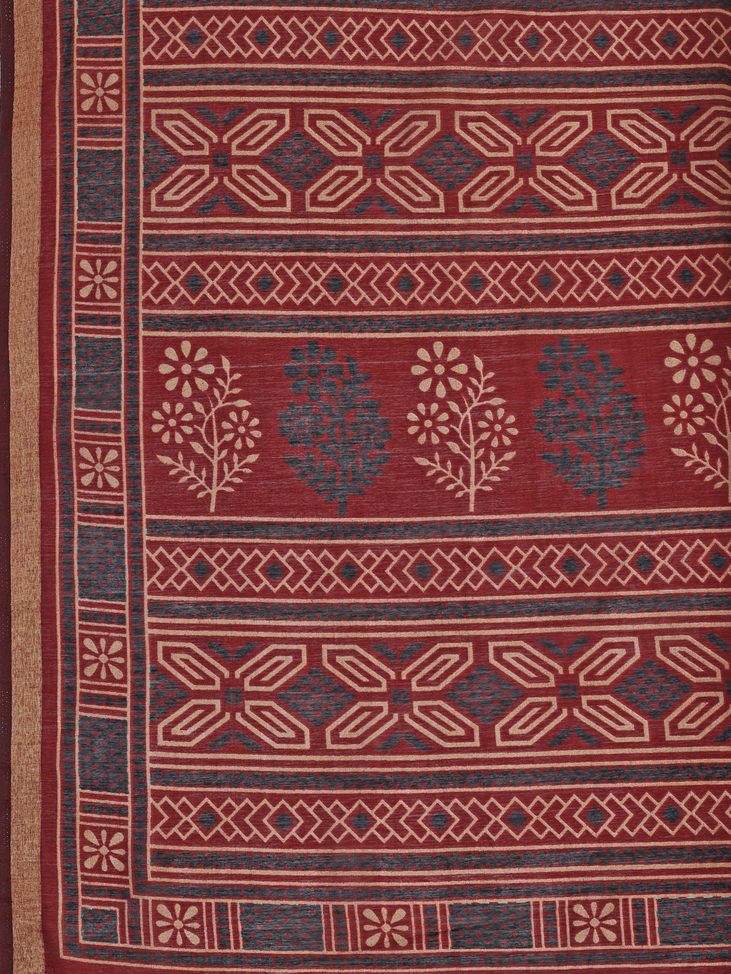 Chanderi Silk Ethnic Motif Maroon Red Saree