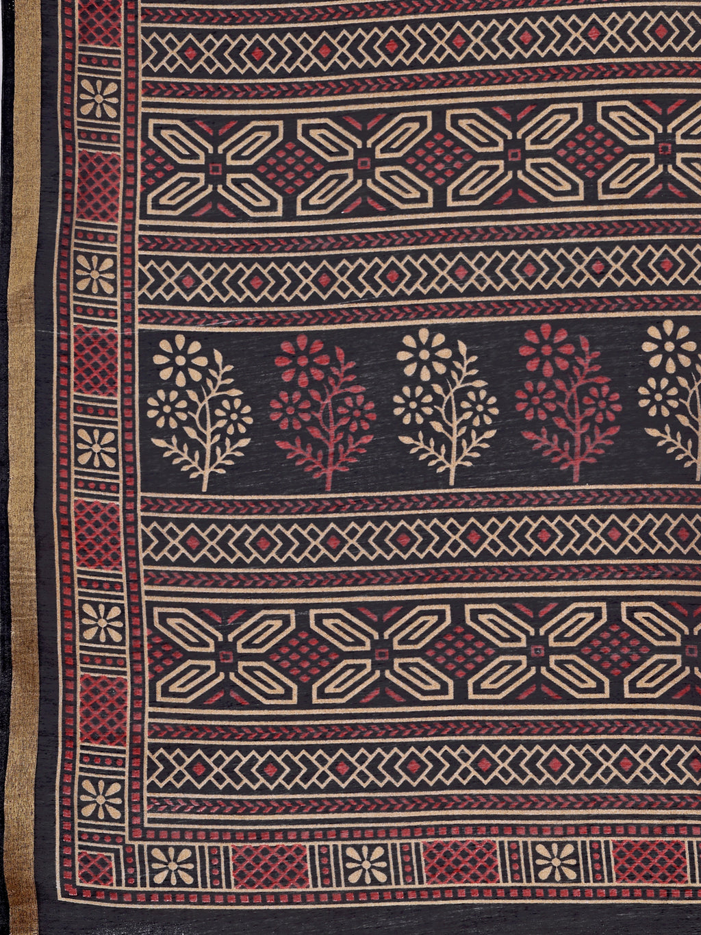 Chanderi Silk Ethnic Motif Navy Black Saree