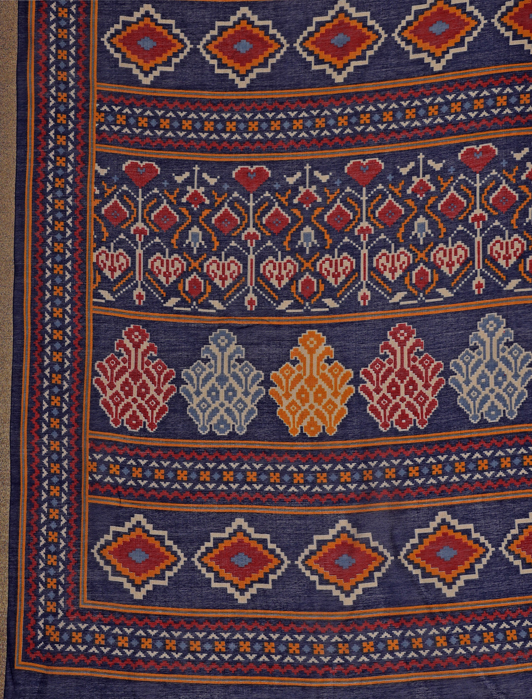 Chanderi Silk Ethnic Motif Indigo Navy Saree