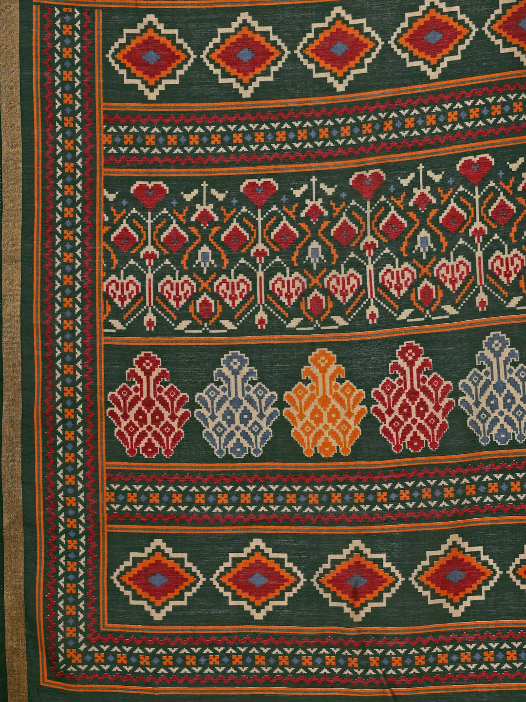Chanderi Silk Ethnic Motif Earthy Green Saree