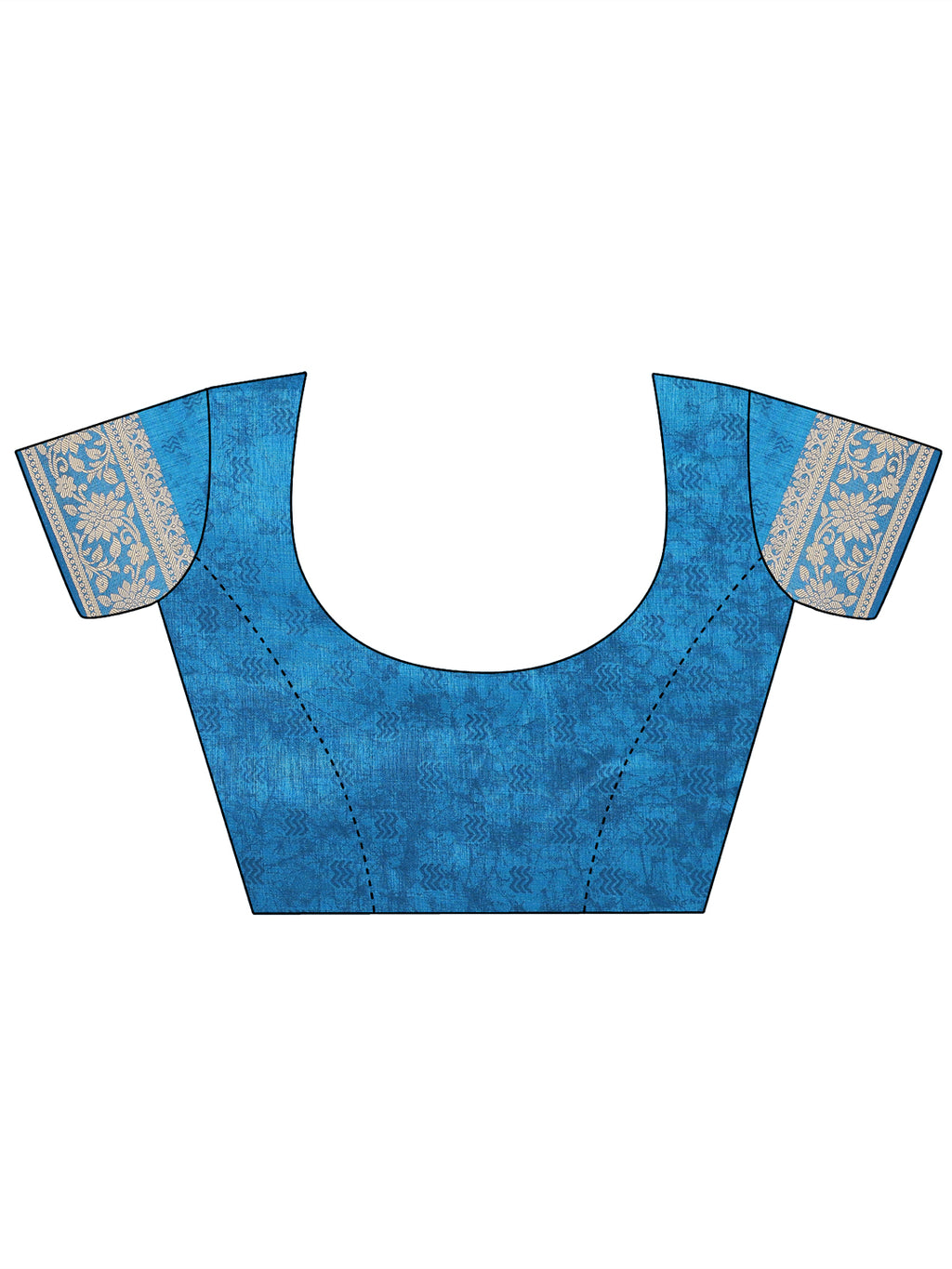 Cotton Blend Geometric Aqua Sky Blue Saree