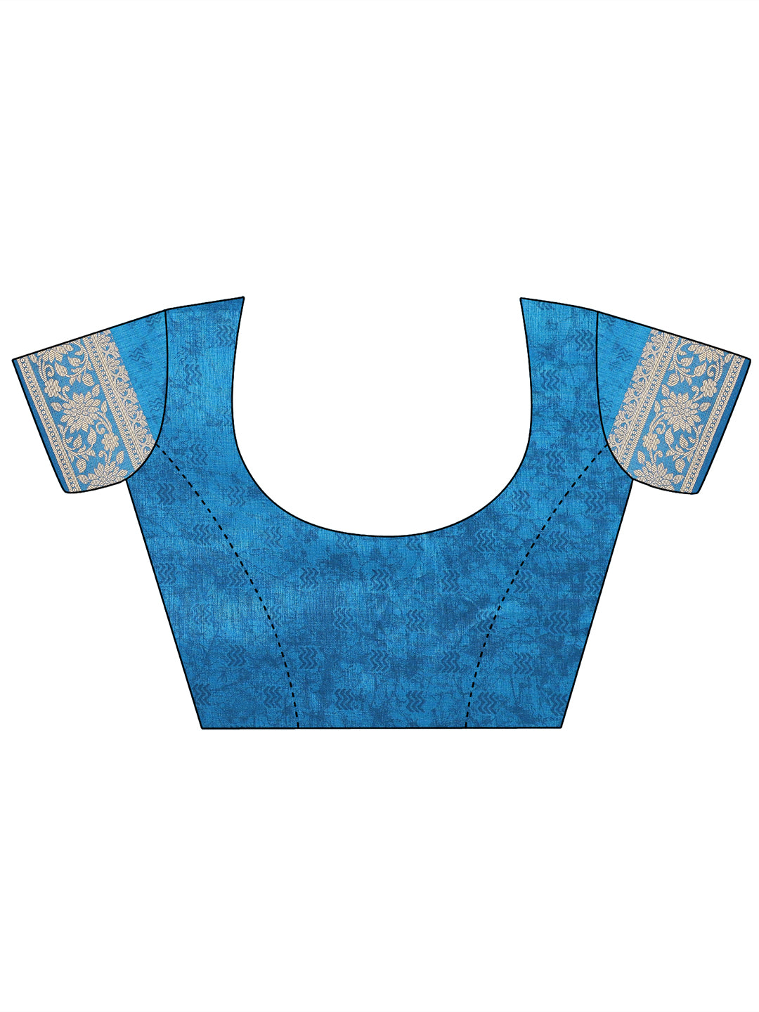 Cotton Blend Geometric Aqua Sky Blue Saree